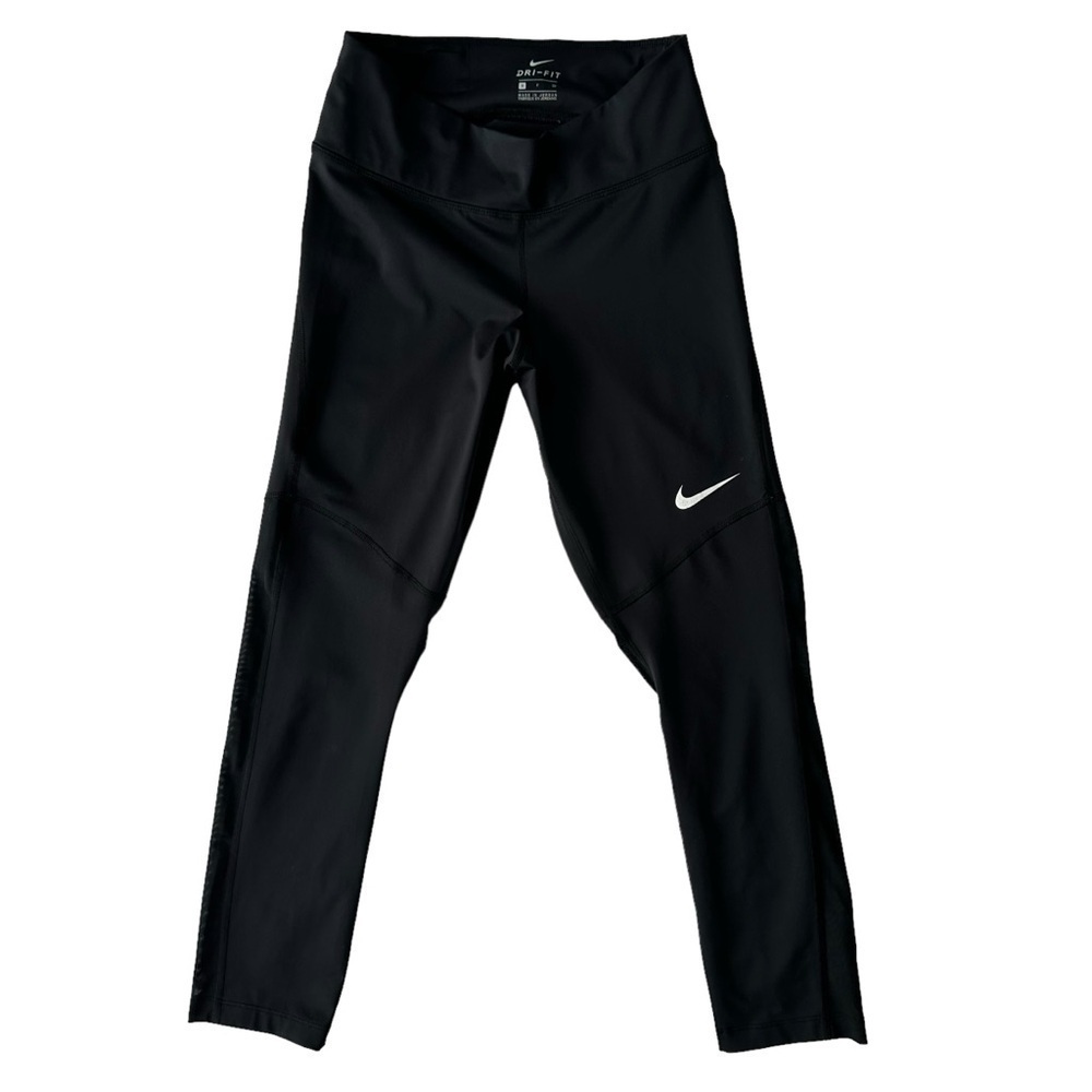 NIKE WOMENS DRI-FIT BLACK  MID-RISE 7/8 MESH-PANELLED LEGGINGS IN SIZE US S